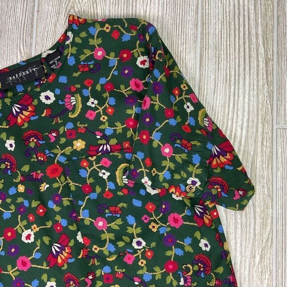 Vintage Rafferty Women's Outfit Set Short Sleeve Top Small, Skirt 7/8 Floral Gre - Picture 8 of 12